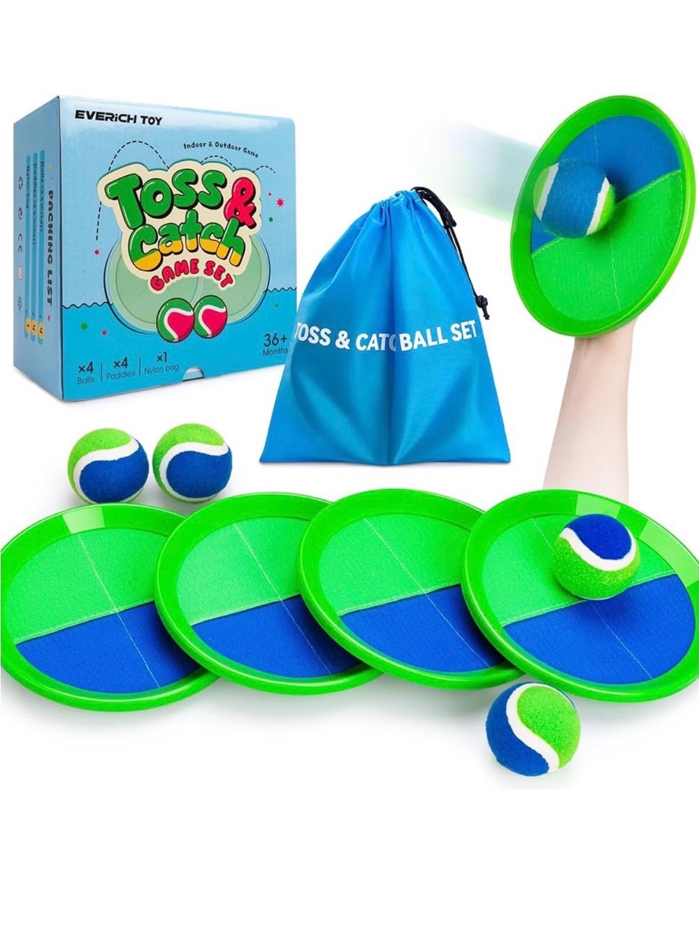 Toss and Catch Ball Game Set Sticky Paddle Set Games Kids Toddlers